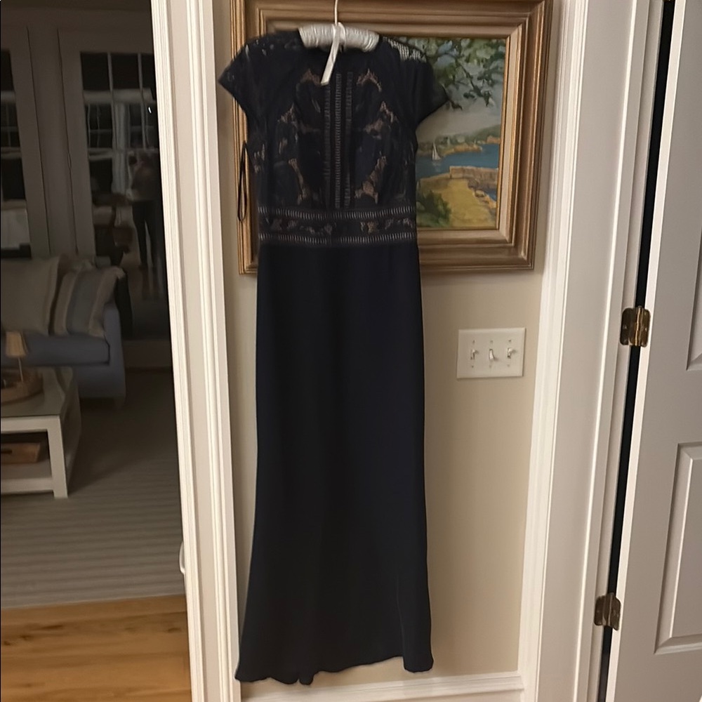 Elegant Navy Blue Lace Dress